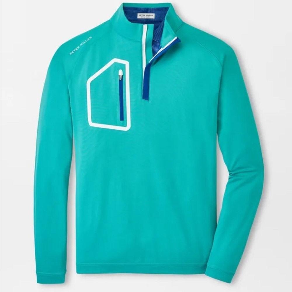 $145  Peter Millar Golf Pullover Crown Sport Forge 1/4 Zip Large BLLRD Green